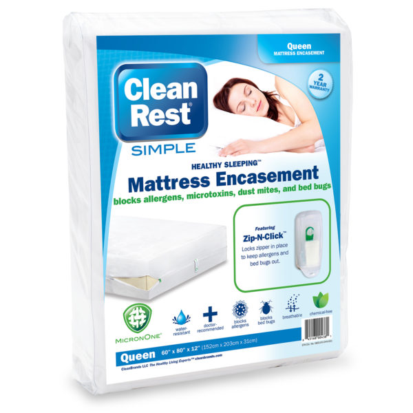 Luxury Clean Rest Zip-N-Click Waterproof Mattress Encasement Twin Size 